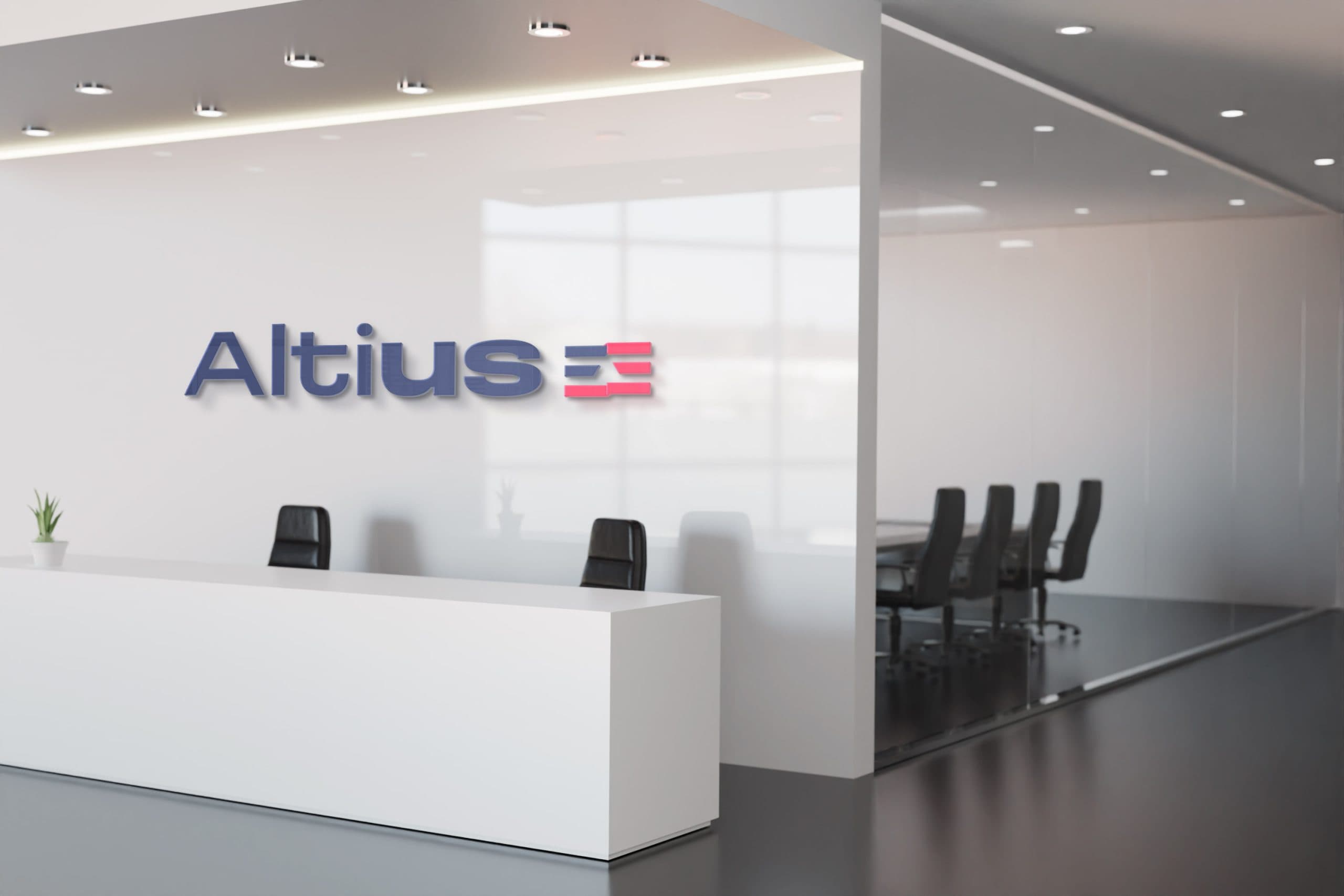 A white office with a sign that says altus.