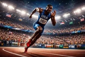 International athlete competing in professional sports event in the United States