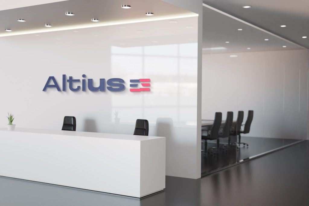 A white office with a sign that says altus.